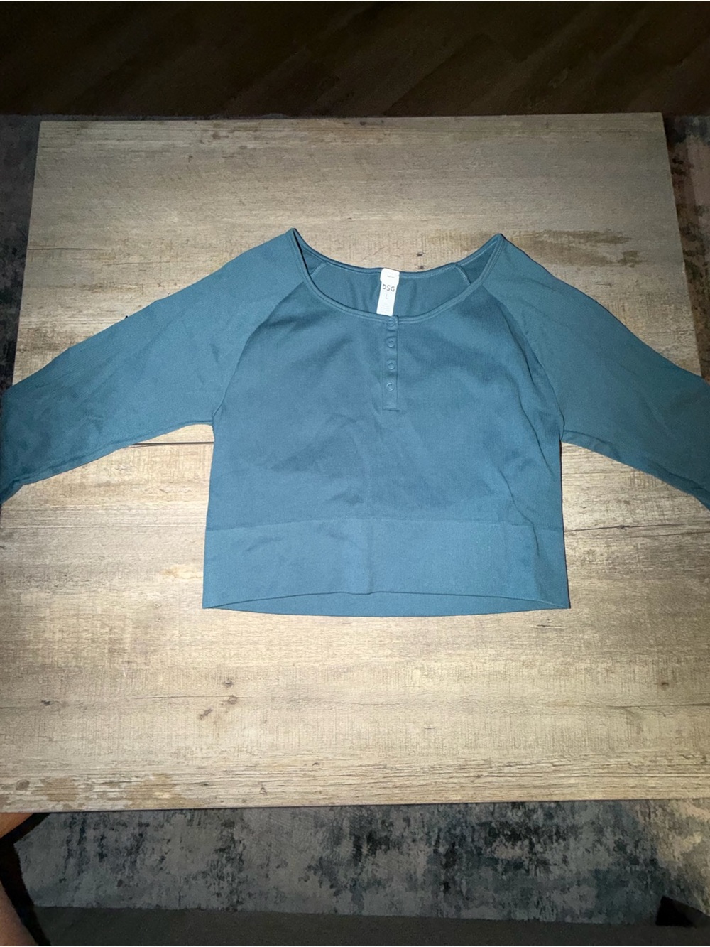 DSG Teal Long Sleeve Henley Crop Top